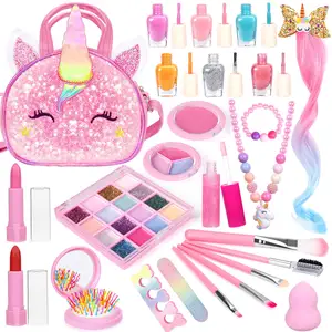 Esmalte de uñas lavable con temática de unicornio, paleta de sombra de ojos, brillo de labios, maquillaje para niños y bebés, oferta personalizada