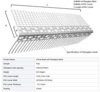 Profilé d'angle en PVC de 100g avec maille en fibre de verre pour le enduit