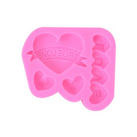 Moule en silicone DIY en forme de cœurs pour décoration de gâteaux et fondants, 3D, classique, populaire, pour la Saint-Valentin, avec mots de confession - Prix usine