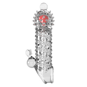 Secret Love Meteor Hammer Wolf Tooth Vibrating Transparent Crystal Cover Male Penis Cover Sex Toy 18.6Cm Dual Vibration Version - Product Image 2