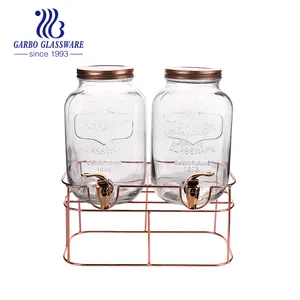 China Top Glaswaren 4L Kunststoff Wasserhahn Doppel glas Getränkesp ender mit Eisenst änder für Bar Saft Shop mit