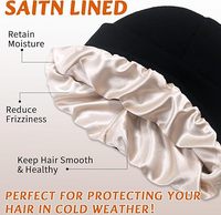 Gorro de Invierno Cálido con Forro de Satén y Logotipo Bordado Personalizado HKZB para Mujer y Hombre, Gorro Protector para el Cabello