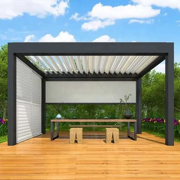 Starker Wind Pavillon 3*3 einziehbarer Pavillon motorisierter Louver-Garten im Freien Bois Bioklimat Pergola Garten Aluminium-Ferrhaus