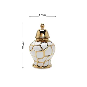 J198 Céramique or et blanc gingembre pot décoration porcelaine Offre Spéciale nouveau design pot décor à la maison