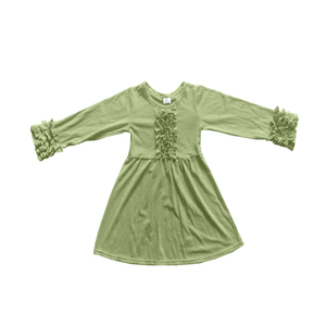 Vestido de Manga Larga con Volantes para Niña Pequeña, Vestido con Mangas Abullonadas, Vestido de Otoño para Niñas en Tela Suave Tipo Seda de Leche - Product Image 5