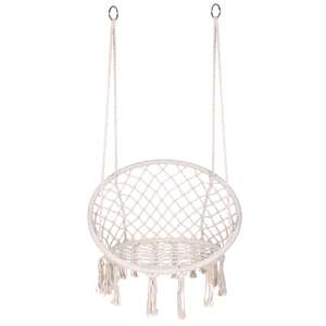 Hamac en macramé beige chaise suspendue pour adultes balcon chambre porche parc Style moderne coussin moyen corde pivotante extérieure - Product Image 6