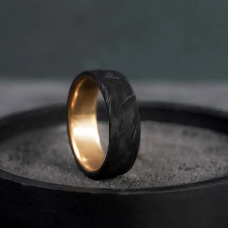 DUYIZHAO ювелирные изделия в стиле хип-хоп на заказ латунное кольцо матовое черное внешнее золото внутри латунное кольцо оптом