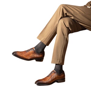 High Quality Handmade Men Genuine Leather <b>Pointed</b> Toe Breathable Anti-Slip Lightweight Wedding Formal Summer Dress Shoes Oxford - Product Image 1