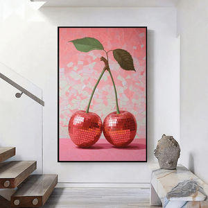 Discoteca Ciliegia Stampa Poster Teste di Disco Retrò Divertente <span class=keywords><strong>Arte</strong></span> da Parete Surreale Dipinti su Tela per <span class=keywords><strong>il</strong></span> Soggiorno Arredamento Casa - Product Image 5