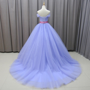 Jancember MZ0011 Modest Lilac Off Shoulder Lace Tulle <b>Fabric</b> Evening Party Gowns Dresses - Product Image 5