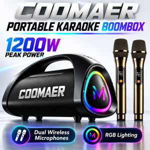 Enceinte portable Bluetooth V5.4 sans fil avec karaoké, LED RGB clignotantes, étanche IPX6 et poignée de transport pour fêtes en extérieur - Product Image 3