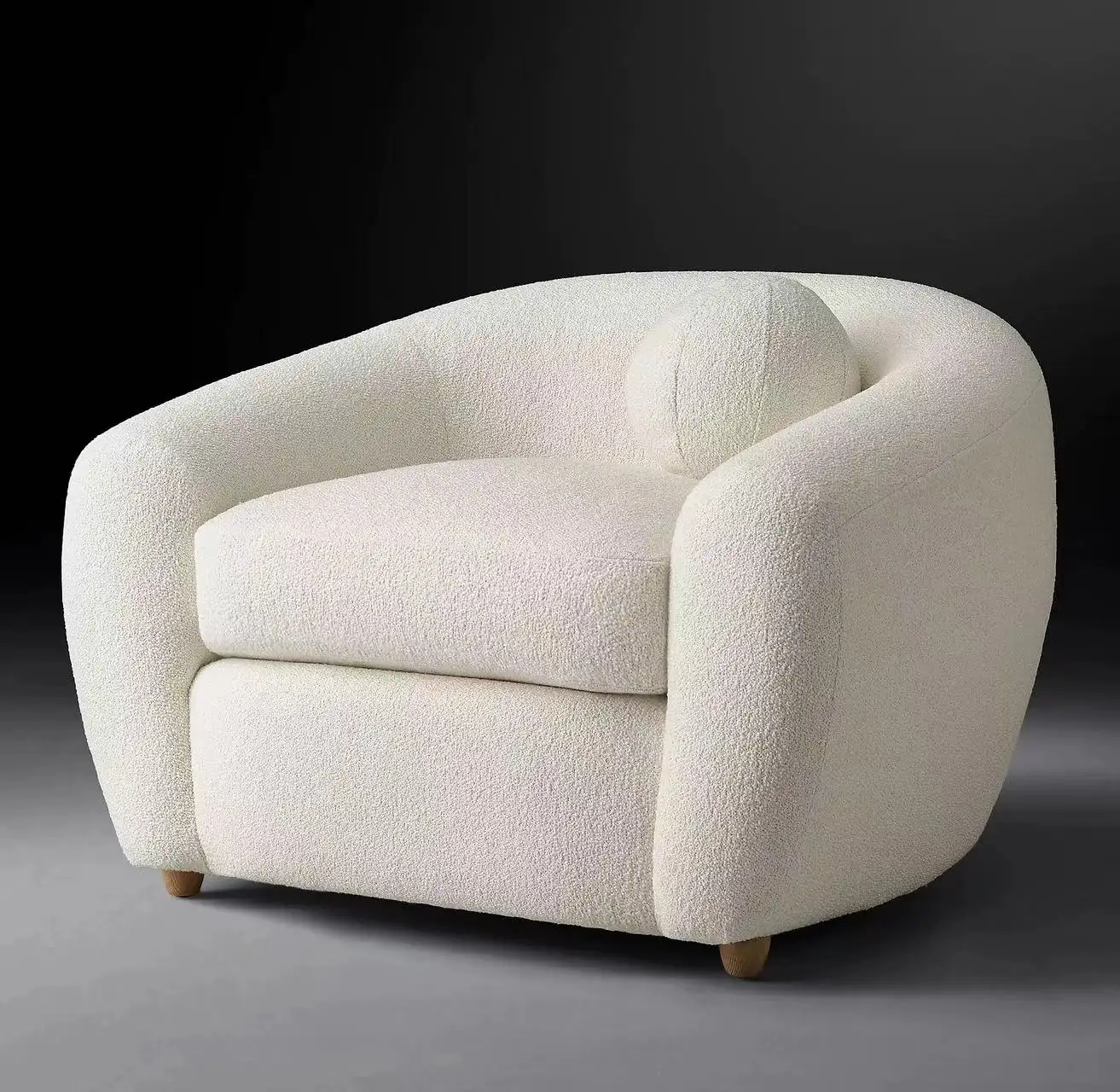 Vente en ligne de meubles de salon modernes, rembourrés doux et incurvés, canapé en tissu boucle, canapé classique sylvain chaise, canapé une place