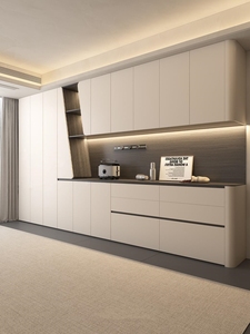 <span class=keywords><strong>Buffet</strong></span> mural flottant avec lampe à capteur d'induction pour espace de vie et salle à manger combinés dans un condo de luxe léger - Product Image 2