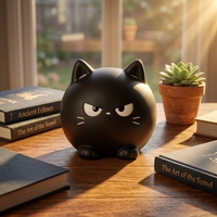 Figurine de chat ronde noire personnalisable en PVC de 4 cm, figurine de collection, boîte mystère directe d'usine, ornements, nouveau jouet tendance, personnalisation