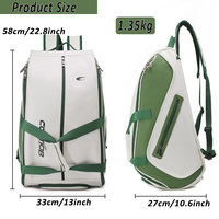 Sac de tennis de padel en cuir PU personnalisé de grande capacité avec compartiment pour chaussures, sac à dos de raquette de qualité supérieure pour un usage sportif
