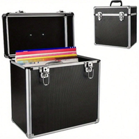 Boîte de rangement pour disques vinyles LP 12 pouces, boîte de rangement robuste pour disques vinyles, boîte verrouillable, boîte à outils, étui de transport