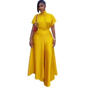 Collection Été 2025 – Ensemble Deux Pièces Élégant Femme Style Européen et Américain : Pantalon Taille Haute Ample et Haut en Satin à Manches Chauve-Souris avec Lacets - Product Image 2