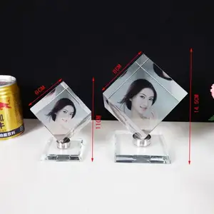 2023 Hbl Hot 3d Sublimation Glass Cube Laser Engraving Photo Frame Family Tree With Photo Frames