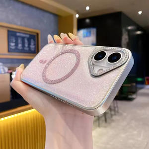 Funda de Teléfono con Carga Inalámbrica Magnética, Diseño de Cielo Estrellado Galvanizado de Lujo, con Incrustaciones de Diamantes, para iPhone 17 Pro Max 16 15 14 - Product Image 5