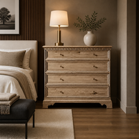 Commode de rangement à 4 tiroirs en chêne massif, style palais moderne, artisanale et modulaire, pour chambre principale de villa de luxe