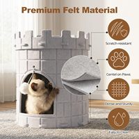 Lit pour chat 3-en-1 de luxe moderne, résistant aux rayures, en forme de château, avec boule suspendue, grand abri en feutre pliable, type condo pour chat