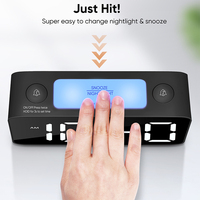 Alarm meja Digital LED multifungsi, Jam Alarm Digital dengan warna RGB, tampilan waktu Snooze LED RGB