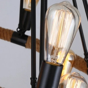 <span class=keywords><strong>Lampe</strong></span> de <span class=keywords><strong>plafond</strong></span> en fer et corde de chanvre, style industriel rétro américain, personnalisée, pour bar, boutique de vêtements, café - Product Image 5