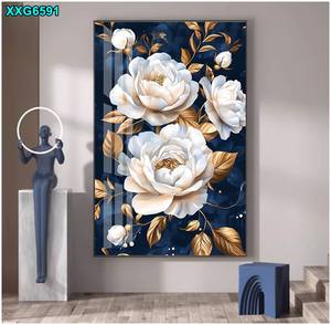 Moderno Dipinto Astratto in Cristallo e Porcellana con Decorazione Floreale per <span class=keywords><strong>Soggiorno</strong></span> e Corridoio, <span class=keywords><strong>Design</strong></span> Stampato su Base di Carta - Product Image 3