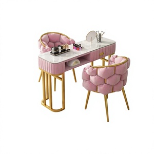 Nouvel équipement de luxe moderne pour le <span class=keywords><strong>nail</strong></span> art, table de manucure deux places, mobilier de salon en métal, <span class=keywords><strong>studio</strong></span>. - Product Image 1
