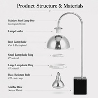 Lampe chauffante pour aliments XINGPAI, équipement de restauration, buffet, restaurant, hôtel, élégante lampe chauffante électrique argentée avec base en marbre
