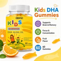OEM Marque Privée Gummies DHA Huile d'Algues Enfants Omega 3 Cerveau Mémoire Focus Nutrition Fruit 60 Unités