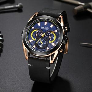 Montre tendance pour homme, chronographe bleu, bracelet en cuir, montre sport à quartz, nouvelle montre pour homme - Product Image 3