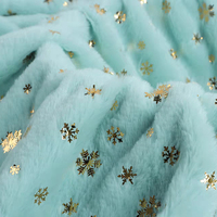 DDP recyclé usine de haute qualité lapin cheveux feuille or tissu flocon de neige motif, gros polyester polaire tissu