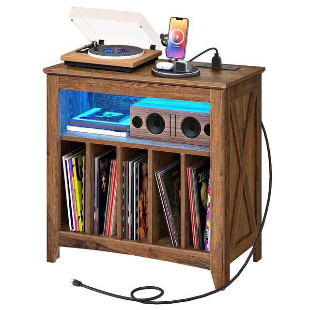 Wholesale Mid Century Record Player Stand, Vinyl Record Storage Holder, Midcentury Turntable Table Display Shelf, CD Organizer