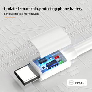 สายดาต้า USB-C สมาร์ท 1 เมตร 3 ฟุต 6A ชาร์จเร็ว สายหุ้ม PVC สำหรับ Huawei/Android สายชาร์จ Type-C - Product Image 4