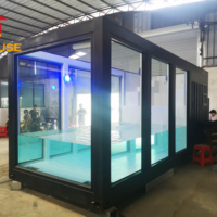Piscine commerciale carrée préfabriquée portable en conteneur maritime en acier de 40 pieds, durable, légère, prête à l'emploi