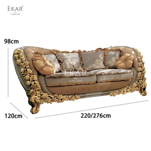 Exquisito juego de sofás tallados barrocos: muebles elegantes para el hogar para espacios de vida lujosos - Product Image 6