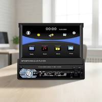 Lecteur MP5 pour voiture 7 pouces, simple DIN, rétractable manuellement, écran tactile capacitif, AUX, carte TF, USB, avec Carplay