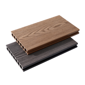 Plancher de terrasse WPC à sept trous ronds, texture chêne européen 3D gaufrée, moderne, antidérapant, imperméable, écologique, à emboîtement, pour extérieur - Product Image 3