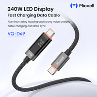 Cables de Carga Rápida para Teléfono Miccell Wholesale de 240 W, Tipo C a C, Cables Trenzados para Teléfono Móvil, Cables de Datos de 480 Mbps para Teléfono y Portátil