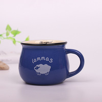 Bol rétro créatif en céramique émaillée avec poignée, tasse à café ou à lait avec logo personnalisable