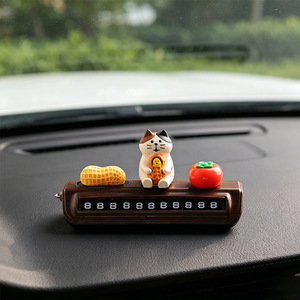Top Rhyme Cute Cat Temporary Parking Sign Resin 12 Inches One Click Hide Car Interior Decoration Center Console Ornament - Product Image 4