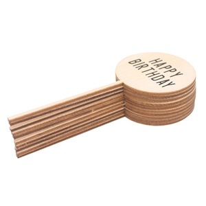 Adorno de madera redondo para tartas con diseño de feliz cumpleaños, ideal para fiestas y decoración transfronteriza. - Product Image 5
