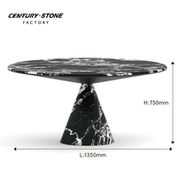 Table à manger ronde en marbre noir Centurystone Thassos Moonlight, meubles de salle à manger, table à manger intérieure, cuisine