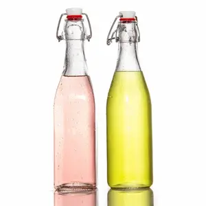 Herstellung kundenspezifischer nachfüllbarer Glasflaschen für frischen Alkohol Likör Sake Getränk Kaltbrühe mit Schaukel-Klopfverschluss