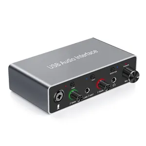 Soporte XLR 48V Micrófono de mezclador de audio Estudio 48V Phantom Power Podcast Grabación 192kHz Interfaz de audio USB Tarjeta de sonido