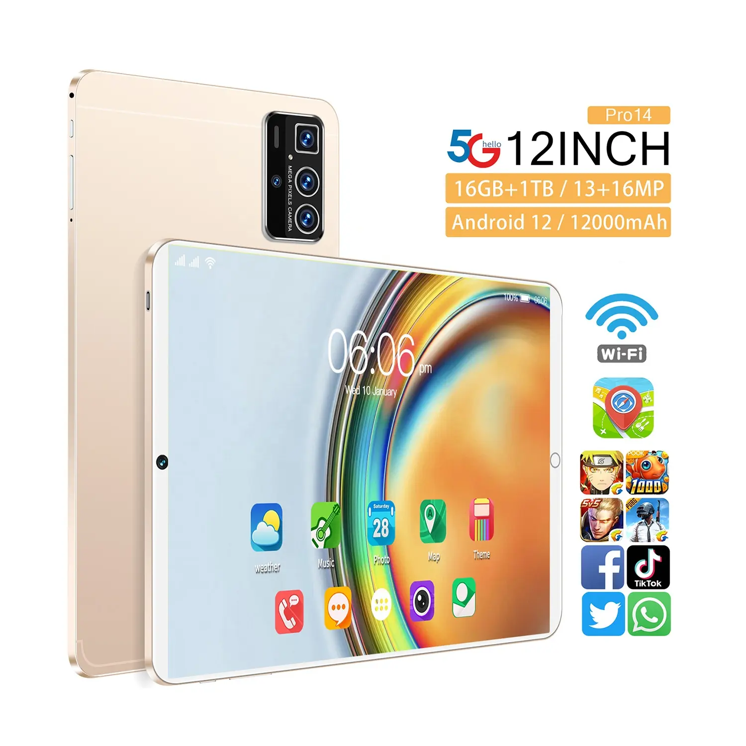 Yeni Pro 14 12 inç HD ekran 10 çekirdekli Android 12 sistem telefon 12000mAh kapasiteli tablet çılgın satın alma