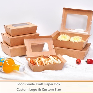 Caja de Papel Kraft Desechable <span class=keywords><strong>para</strong></span> Alimentos con Ventana Transparente y Laminado Mate Resistente <span class=keywords><strong>al</strong></span> Aceite, Logotipo Personalizado <span class=keywords><strong>para</strong></span> Ensaladas/Sushi/Pollo Frito - Product Image 5