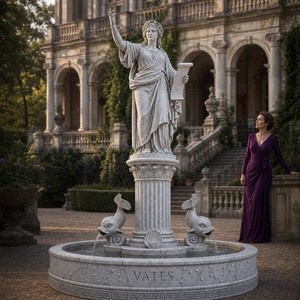 Griechischer Klassischer Marmorbrunnen mit Skulptur, Wasserlauf und Delfin-Balustrade für Villa, Hotel und Park - Product Image 2