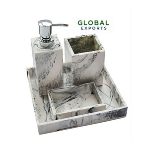 Juego de baño de resina de alta calidad, jabonera decorativa y práctica, soporte para cepillo de dientes y juego dispensador de India - Product Image 1